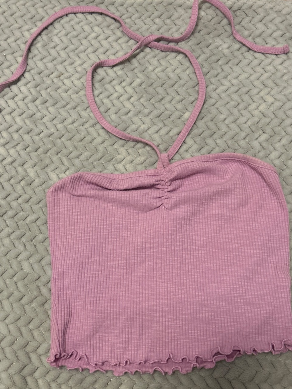 Tilly's Dusty Pink Ribbed Halter Crop Top